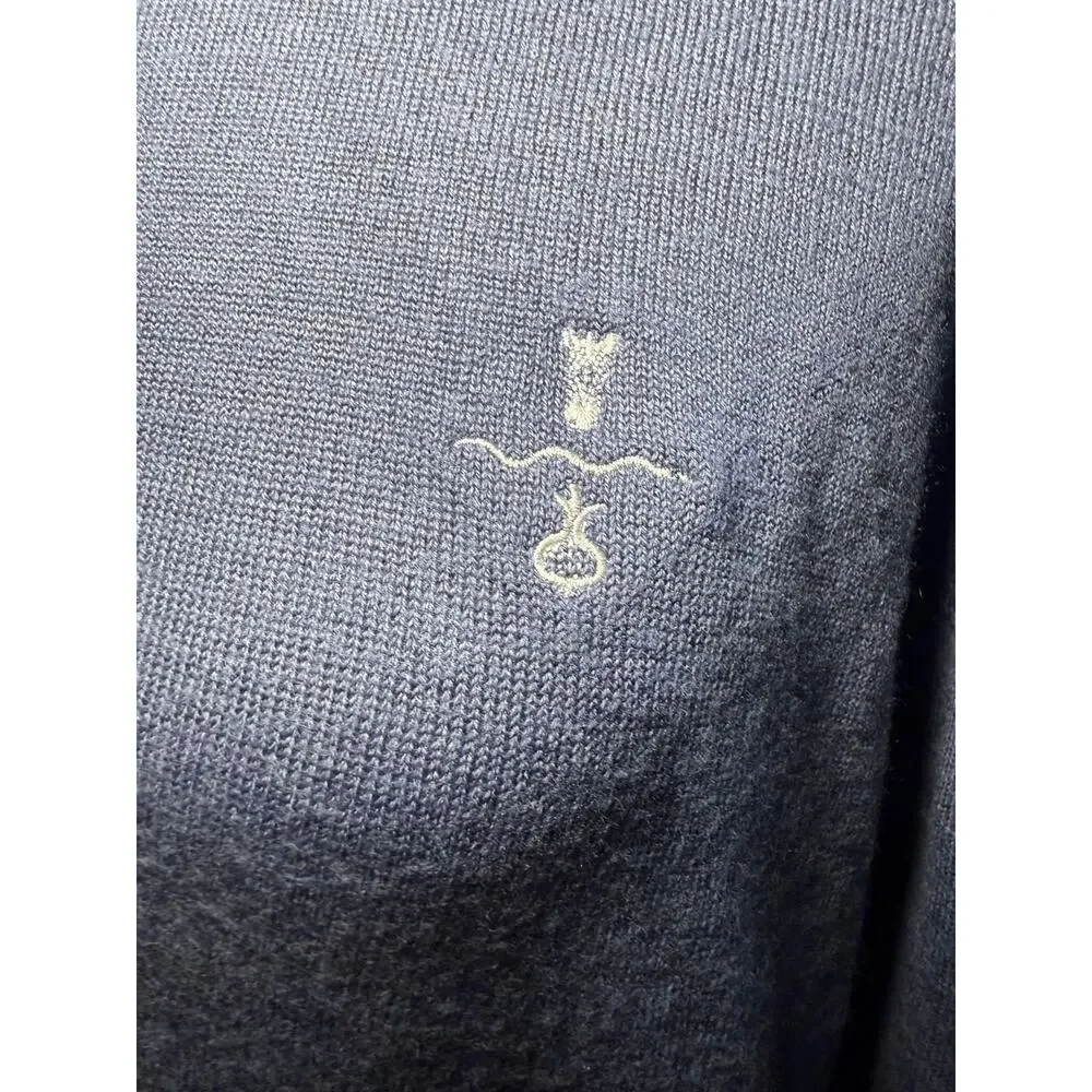 Greyson Wool Linen Crewneck Sweater, Blue Gray, Embroidered Logo, Men's Medium